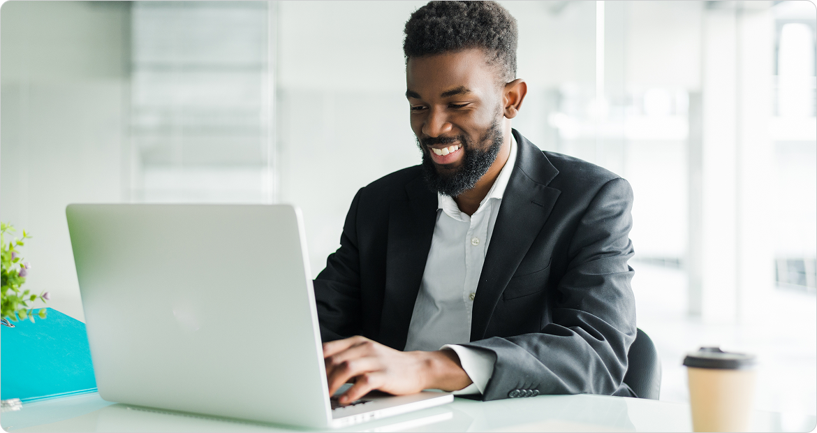 professional working on laptop